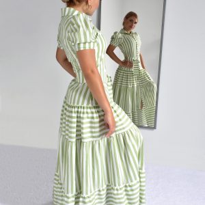 Vestido a rayas verde y blanco – Mujer