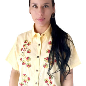 Blusa amarilla bordada con diseño floreado 145-O11