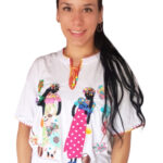 blusa blanca con diseño bordado en relieve 105-O4