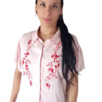 Blusa rosa bordada diseño floreado 135-O27