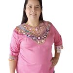 blusa rosada manga 3-4 bordados gladys
