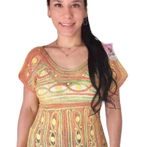 blusa bordada amarillo naranja y verde - Bordados Gladys