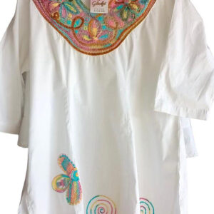 bluson blanco con bordado de colores bordados gladys