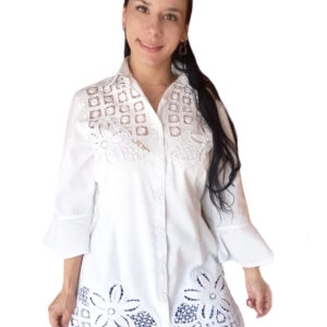 Blusón bordado blanco- Bordados Gladys