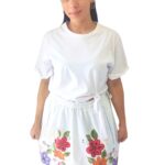 Falda bordada flores blanca Rousess