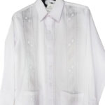 Guayabera blanca bordada manga larga 110-O5
