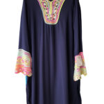 vestido azul oscuro manga larga bordados gladys