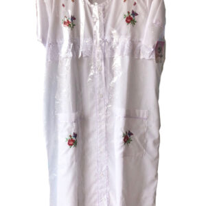 Vestido blanco bordado flores rojas Bordados Gladys