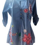 Vestido de jean con diseño floreado 170-HA1