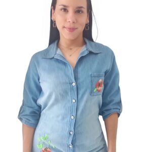 vestido jean bordado rouses