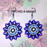 Aretes de forma de flor azules hecho a mano 25 B (2)- Bisu Moda Creativa