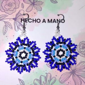 Aretes de forma de flor azules hecho a mano 25 B (2)- Bisu Moda Creativa