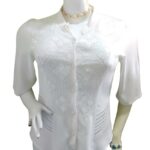 Blusa blanca bordada elegante manga media 160 CB(37)