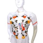 Blusa blanca diseño floreado en centro 155 CB(43)