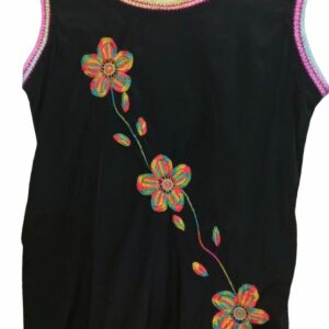 Blusa negra con bordado en centro y bordes Bordados La Gorda artesana 130 LG (22)