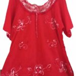 Blusa roja bordada en centro y bordes Bordados La Gorda artesana 130 LG (25)