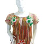 Blusa tejido pate cabra con cordon multicolor diseños floreados 250 CB(21)