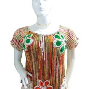 Blusa tejido pate cabra con cordon multicolor diseños floreados 250 CB(21)