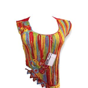 Blusa tejido pate cabra multicolor diseños floreado estilo caido en parte inferior s 250 CB(23)