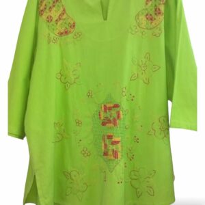 Blusa verde manga media bordada centro Bordados La Gorda artesanal 130 LF (21)