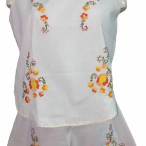 Conjunto blanco con detalles bordados florales Bordados La Gorda artesanal 120 LF (43)