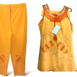 Conjunto bordado naranja Bordados La Gorda artesanal 190 LF (53)