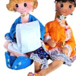 Muñeca de trapo Duo ana y sofi portapapel 50 ME(46)- Muñequería Elena