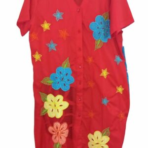 Kimono rojo detalles floreados Bordados La Gorda artesana 180 LG (48)
