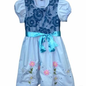 Vestido azul bordado de niña Bordados La Gorda artesana 80 LG