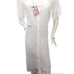Vestido blanco bordado largo, manga media 210 CB(27)
