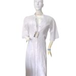 Vestido blanco largo bordado, manga campana 210 CB(16)