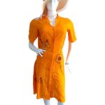 Vestido bordado naranja manga media 190 CB (11)- Bordados CrisBran