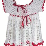 Vestido niña tejido a mano blanco con borde rojo Bordados La Gorda artesana 90 LG (62)