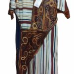 Vestido rallado con detalle tejido Bordados La Gorda artesanal 240 LF (42)