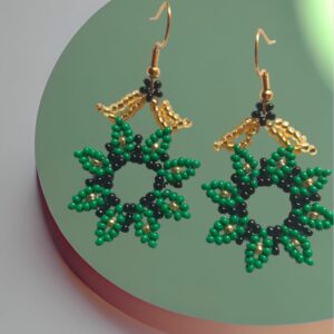 Arete forma flor verde hecho a mano 20 B (19)- Bisu Moda Creativa