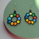 Arete forma redonda con flores de colores hecho a mano 20 B (18)- Bisu Moda Creativa