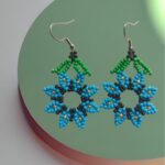 Arete hecho a mano flor azul 20 B (6)- Bisu Moda Creativa