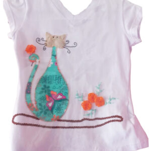 Blusa blanca con gato bordado 75-M1