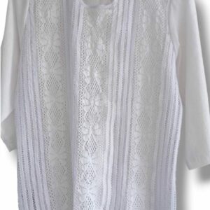 Blusa bordada blanca manga media F34-190