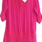 Blusa fucsia bordada manga 3/4F30-140