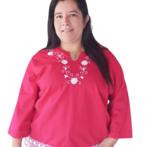 Blusa roja bordada manga campana 130-M7
