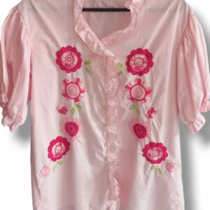 Blusa rosa bordada con detalles de boleros F35-100