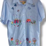 Camisa azul bordada F45-90