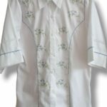Camisa bordada punto de cruz manga media F38-140