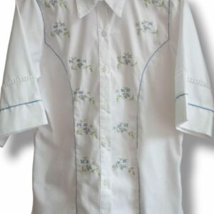 Camisa bordada punto de cruz manga media F38-140