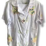 Conjunto blanco con flores amarillas F49- 230 (2)