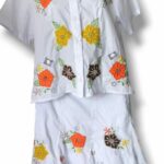 conjunto bordado con falda blanco con flores F68-230