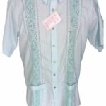 Guayabera manga corta con bolsillos azul clara 160 LF (33)