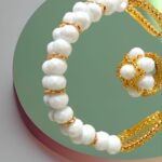 pulsera y anillo blanco y dorado hecho a mano 30 B (25)- Bisu Moda Creativa