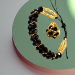 Pulsera y anillo negro y dorado hechos a mano 30 B (23)- Bisu Moda Creativa